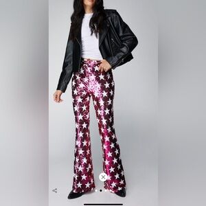 Nasty Gal Small Star Sequin Flare Pants